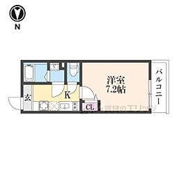 京都市山科区安朱中小路町マンション 1Kの間取図画像