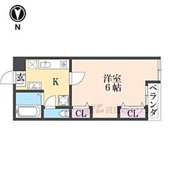 く志げ五条 ワンルームの間取図画像