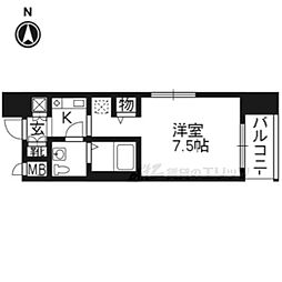 ベラジオ四条烏丸 1Kの間取図画像