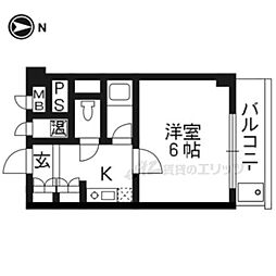 京都グランドハイツ 1Kの間取図画像
