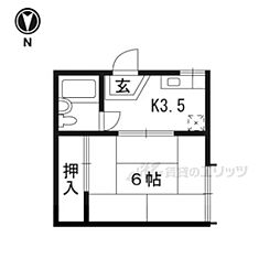 コーポ京 2階1Kの間取り