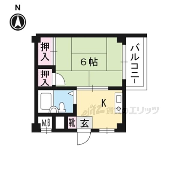 ハイツ夜久 201｜京都府京都市右京区太秦安井春日町(賃貸マンション1K・2階・21.58㎡)の写真 その2