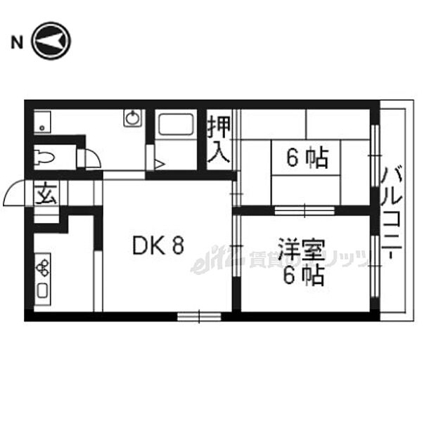 コーポヴィヴラヴィ 402｜京都府京都市上京区牡丹鉾町(賃貸マンション2DK・4階・42.12㎡)の写真 その2