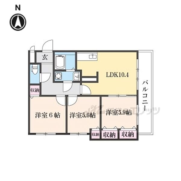 エルソレイユ 202｜京都府京都市中京区上松屋町(賃貸マンション3DK・2階・64.76㎡)の写真 その2