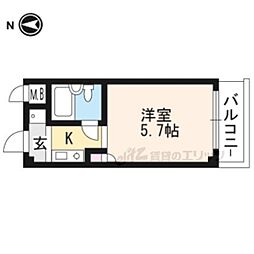 JR山陰本線 太秦駅 徒歩12分の賃貸マンション 3階1Kの間取り