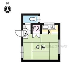 京阪本線 出町柳駅 徒歩7分の賃貸マンション 2階ワンルームの間取り