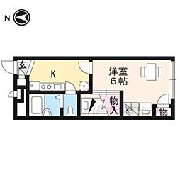 京都市営烏丸線 北大路駅 バス13分 神光院前下車 徒歩3分の賃貸アパート 1階1Kの間取り