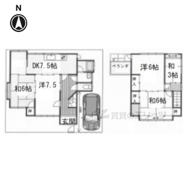 常盤草木町12-6貸家 ｜京都府京都市右京区常盤草木町(賃貸一戸建5DK・1階・92.29㎡)の写真 その2