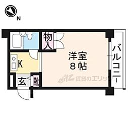 レジデンス浅野 4階1Kの間取り