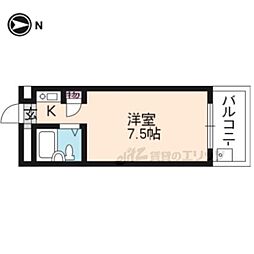 JR山陰本線 円町駅 徒歩9分の賃貸マンション 2階ワンルームの間取り