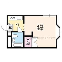 メゾングランドール 2階1Kの間取り