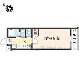 京都市営烏丸線 北大路駅 バス21分 北木ノ畑町下車 徒歩3分の賃貸アパート 2階1Kの間取り