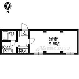 京都市営烏丸線 北大路駅 バス12分 上賀茂御薗橋下車 徒歩4分の賃貸マンション 2階1Kの間取り
