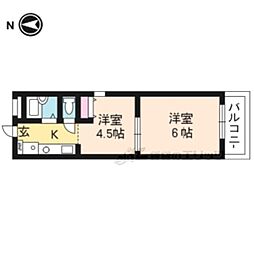 京都市営烏丸線 北大路駅 バス13分 玄琢下下車 徒歩3分の賃貸マンション 2階2Kの間取り