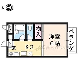 ラフォーレダイゴＡ棟 2階1Kの間取り