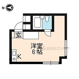 メゾン鷹ヶ峯 3階ワンルームの間取り