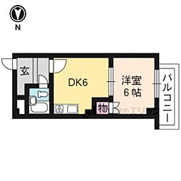 竹中ビル 3階1DKの間取り