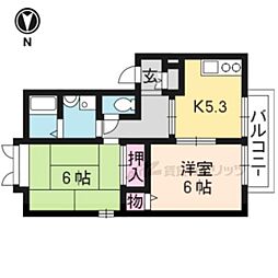 びれっじきさらぎII 2階2DKの間取り