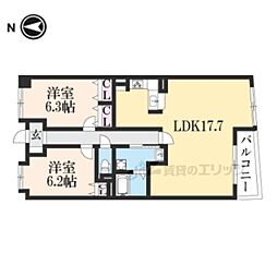 阪急京都本線 西院駅 徒歩10分の賃貸マンション 3階3LDKの間取り