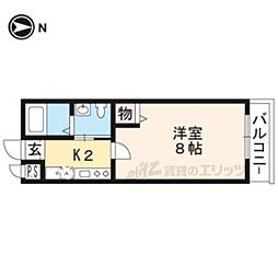 リベルテ・惠（メグム） 2階1Kの間取り