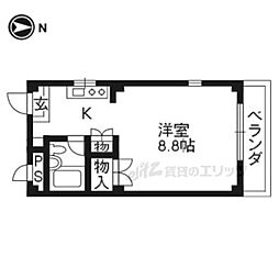 パール新大宮Ｂ棟 2階1Kの間取り