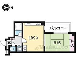 アルカンシエル御所 1LDKの間取図画像