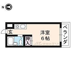京都市営烏丸線 北大路駅 バス10分 御薗口町下車 徒歩1分の賃貸マンション 3階1Kの間取り