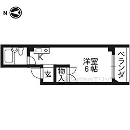 JR山陰本線 嵯峨嵐山駅 徒歩13分の賃貸マンション 3階1Kの間取り