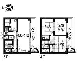 JR山陰本線 太秦駅 徒歩10分の賃貸マンション 5階3LDKの間取り