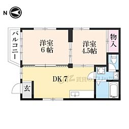 有栖川ハイツ 2LDKの間取図画像
