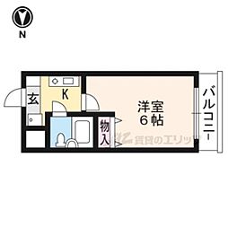 ロイヤルヒルズ鷹ヶ峯 2階1Kの間取り