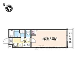 仮）フラッティ谷口園町 205 2階1Kの間取り