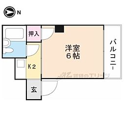 京都地下鉄東西線 太秦天神川駅 徒歩3分の賃貸マンション 3階1Kの間取り