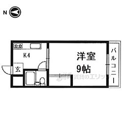 サンハイツ嵯峨野 3階1Kの間取り