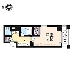 カーサ・デ・古都 4階1Kの間取り