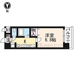 プレサンス京都三条響洛 5階1Kの間取り