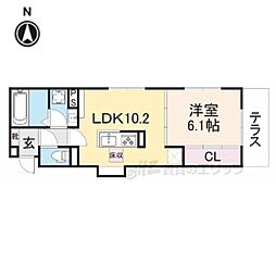 D-ROOM壬生森町 3階1LDKの間取り
