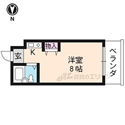 森田マンション西棟 4階ワンルームの間取り