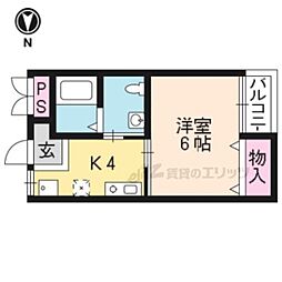 京都市営烏丸線 北大路駅 バス12分 金閣寺道下車 徒歩3分の賃貸アパート 2階1Kの間取り