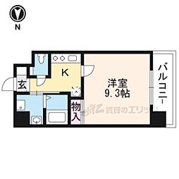 京都市営烏丸線 四条駅 徒歩8分の賃貸マンション 1階1Kの間取り