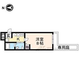 京都市営烏丸線 鞍馬口駅 徒歩12分の賃貸マンション 1階1Kの間取り
