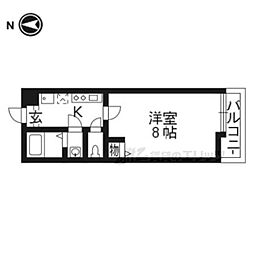 阪急京都本線 西院駅 徒歩5分の賃貸マンション 2階1Kの間取り