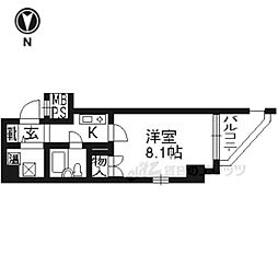 JR山陰本線 二条駅 徒歩5分の賃貸マンション 10階1Kの間取り