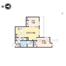 仮称　嵯峨広沢南下馬野町ヘーベルメゾン 2階2LDKの間取り
