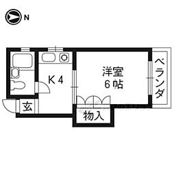 カマラードふじ 2階1Kの間取り