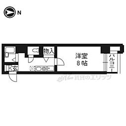 京都市営烏丸線 今出川駅 徒歩10分の賃貸マンション 4階1Kの間取り