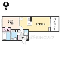 D-ROOM葛野大路御池 3階1LDKの間取り