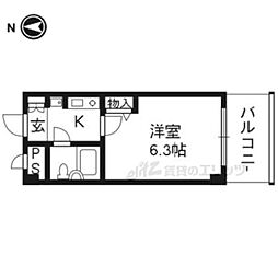 ＤＥＴＯＭ−1京都外大南 8階1Kの間取り