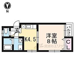 京都市営烏丸線 北大路駅 バス12分 金閣寺道下車 徒歩3分の賃貸アパート 1階1Kの間取り