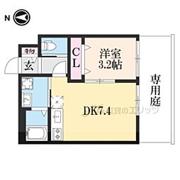 マレッタ京都天神川 1階1DKの間取り